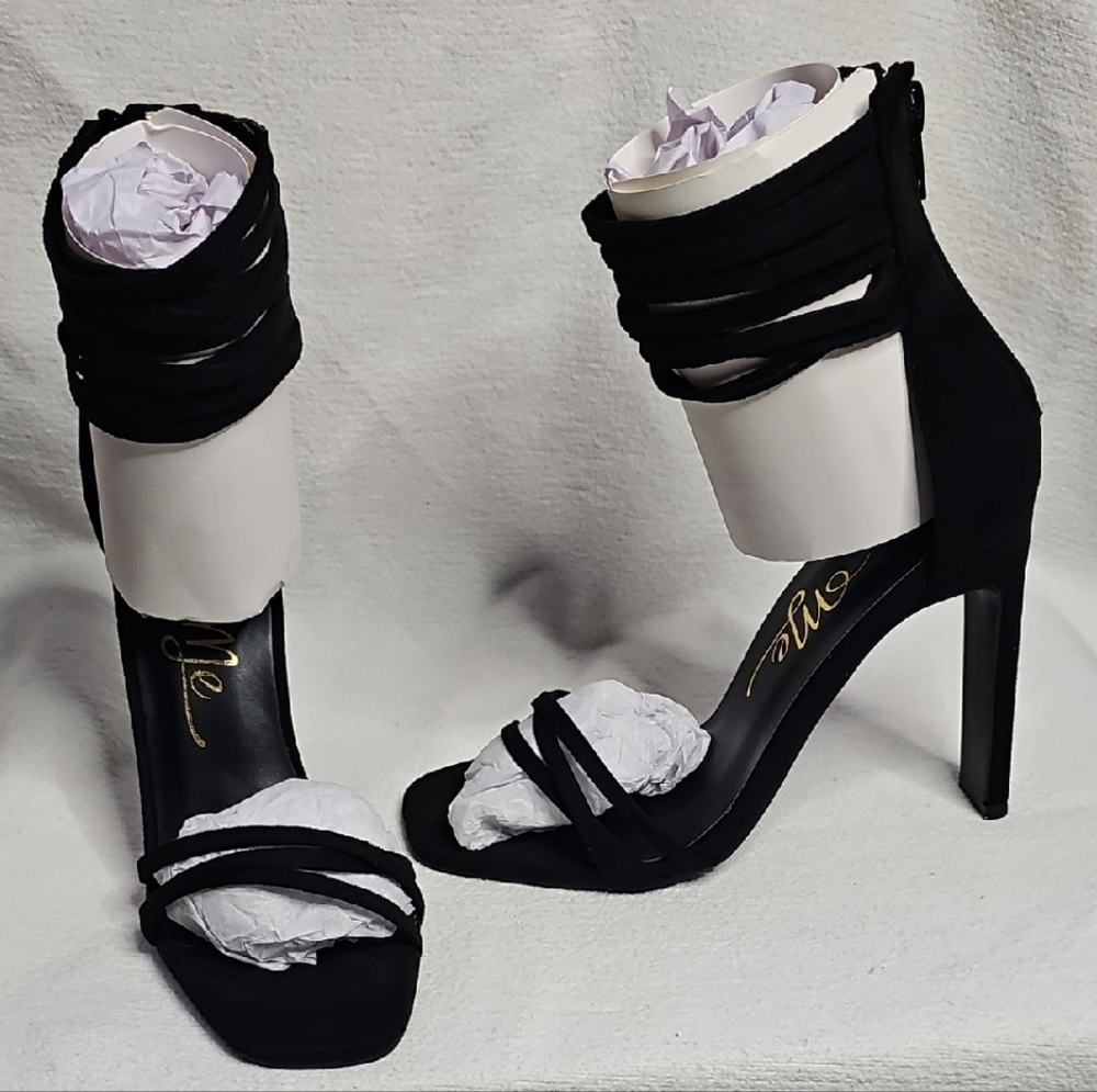 So Me Black Strappy Heels